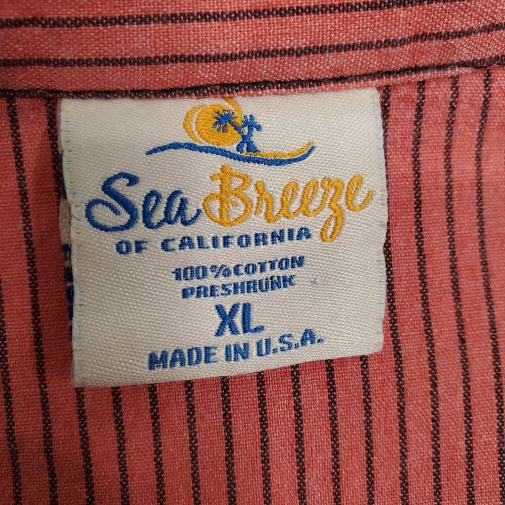 Vintage Sea Breeze Womens XL Shirt Jacket Striped 100% Cotton Button Up Coastal - Picture 4 of 10